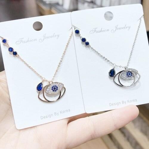 BOTU Devils Eye All-Match Fashion Korean Trend New Collarbone Necklace Pendant Micro Gold-Plated Female Necklace for Women