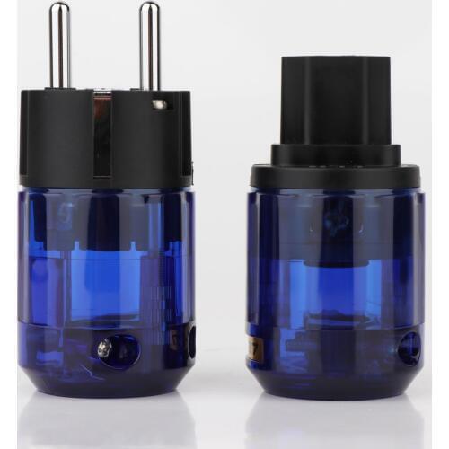 ONE pair Rhodium Plated C-037 IEC Connector P-037E EU Power plug for Hifi audio DIY power Cable