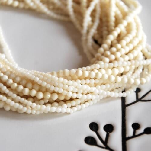 Wholesale natural coral white faceted cut 2mm 3mm 15"/38cm seed beads jewelry making crafts findings for women DIY