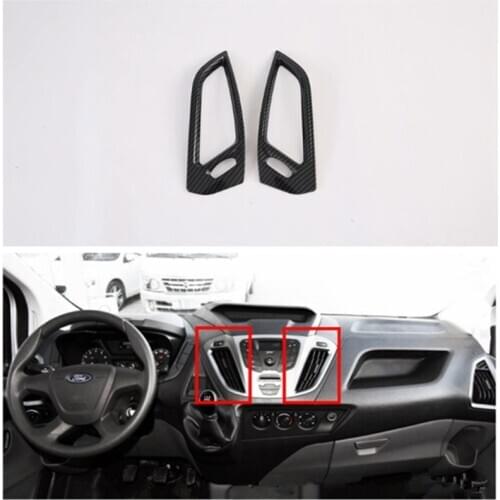 Carbon Fiber ABS Car Inner Dashboard Center AC Outlet Air outlet Cover Trim Fit For Ford Transit 2017 Ford Tourneo Custom 2016