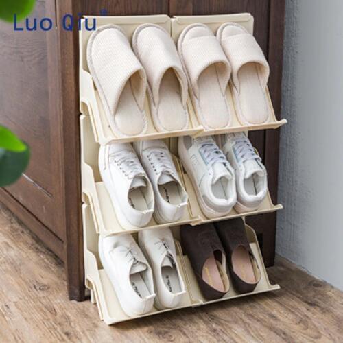 Plastic shoe rack for household use can be stacked with multi-layer shoes to save space for the door shoe rack