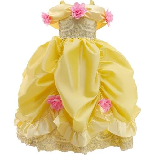 Princess Dresses Girl Birthday Party Ball Gown Flower Applique Vestidos Clothes Carnival Fancy Party Dress Kids Elegant Dress
