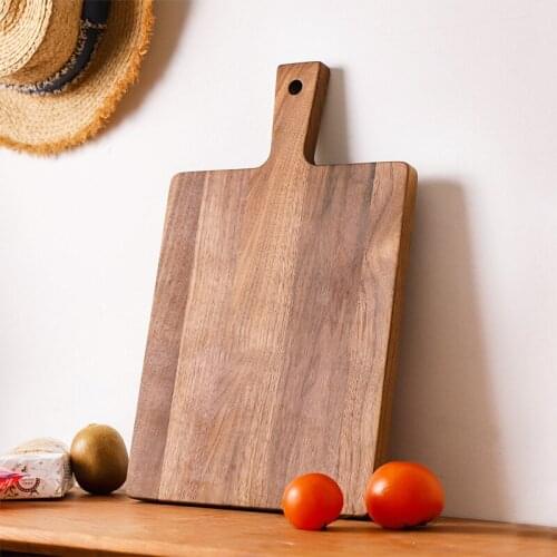 Rectangle Cutting Board with Handle Whole Wood chopping Blocks Walnut Wood Kitchen Serving Plate For baby Food