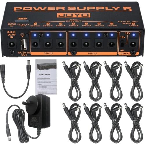 JOYO JP-05 Guitar Effect Power Supply Station Distributor 8 Isolated Output for 9V/12V/18V Effect Pedals with USB Port