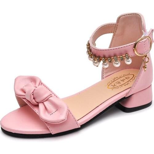 Girls Sandals Big Kids Girls Sandals Open-toe Fashion Low Heel Summer Beach Shoes Soft Bottom Student Shoes STQ055