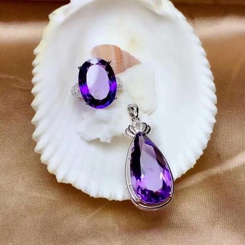 Shilovem 925 sterling silver Piezoelectricity amethyst Rings pendants fine Jewelry send necklace new wedding plant mtzj1318z1325