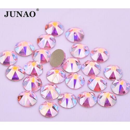 JUNAO 1440pc SS16 SS20 SS30 Pink AB Glass Crystal Rhinestone Flat Back Glass Stone Nail Art Decoration Non Hotfix Crystal Strass
