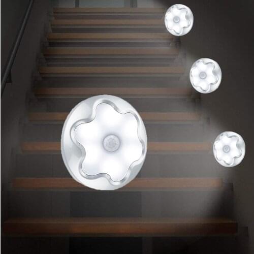 Battery Operated LED PIR Infrared Sensor Night Light 6Led Bead Cabinet Closet Wall Lamp for Home Bedroom Corridor Toilet Lamp