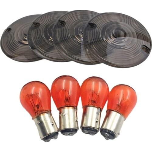 4 PCS Motorcycle Turn Signal light Lens Cover Light Blub for Har-ley Electra Glide Fatboy FLSTF Softail Springer FXSTS