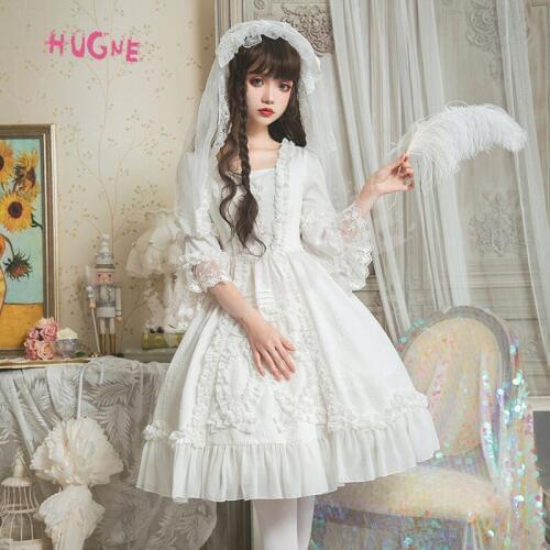 Gorgeous White Dress Half Bell Sleeve Lolita Party Dress