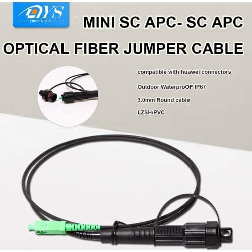 5PCS IP67 Waterproof Outdoor Patch Cable Compatible with HUAWEI Connector Mini SC/APC 5M 3.0mm Black Round Cable Cord