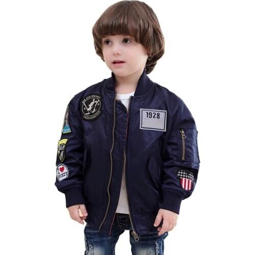 2-12 yesar girls boys spring autumn cartoon patched nylon varsity bomber jacket outdoor windbreaker outwear