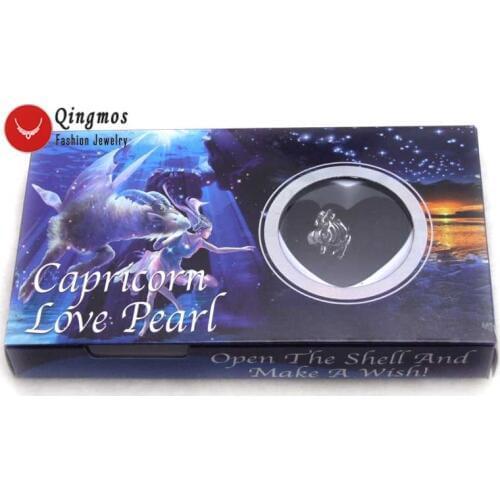 Qingmos Constellation Gift Wish Pearl Capricorn Pendant Necklace for Women with Oyster Love Pearl Chokers Necklace 17" Chain-364