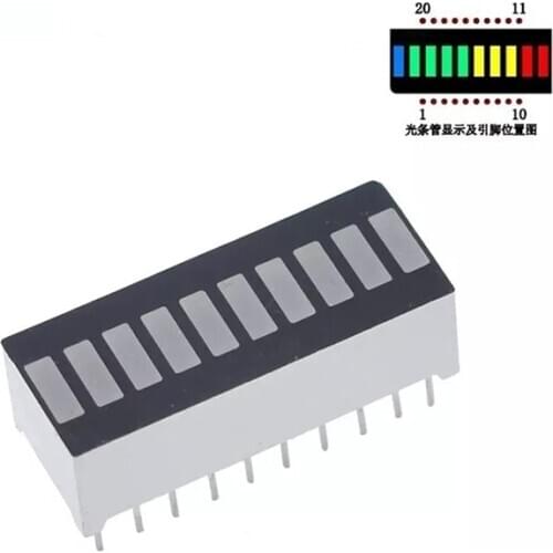 10 grid digital segment LED light bar super bright 2 red+3 yellow+4 green+1 blue light flat tube B10BRYGB molewei