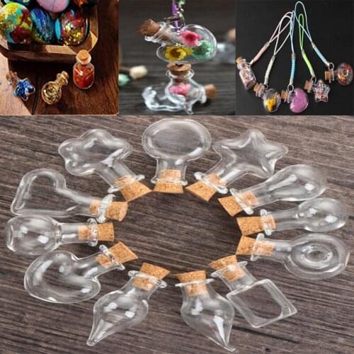 10pcs Mini Small Glass Bottles with Clear Cork Stopper Jars Tiny Wedding Vials Message Favor Containers Jewelry