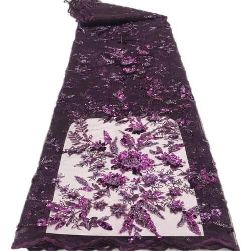 2021 African Lace Fabric Sequins Beaded High Quality African Tulle Lace Fabrics Sewing French Lace Fabric For Dress f70-80