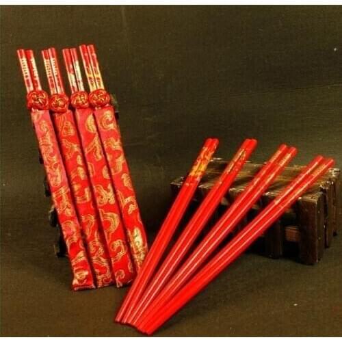 400 pair Wood Chinese chopsticks With Gift bag printing both the Double Happiness and Dragon Wedding chopsticks favor
