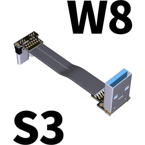 ADT-Link S-W Serial USB 3.0 USB-A Type A to Micro-B Ribbon Flat Cable Up/Down Angled Extension Cord Flat Adapter Connector Cable