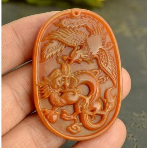 Nature Color Jade Amulet Phoenix Pendant Chinese 12*Animal zodiac Dragon Talisman