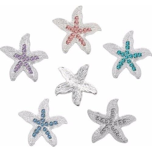 Free shipping 10PCS starfish rhinestone button 22mm can MIX colors decoration accessories for DIY(BTN-5399)