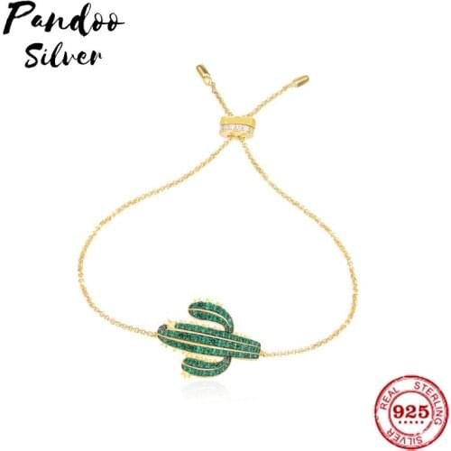 Fashion Charm Sterling Silver Original 1:1 Replica,Silver Cactus Adjustable Bracelet Luxury Jewelry Gift Suitable For Female