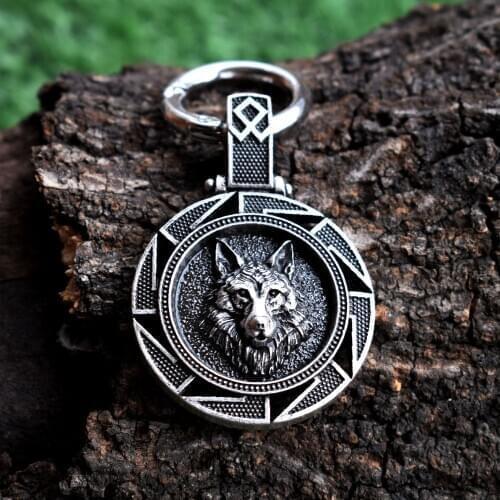 SanLan 1pcs Viking wof head keychain