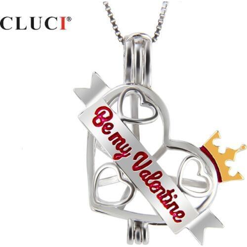 CLUCI 925 Silver Hollow Letter Heart Pendant Confessions for LOVE Luxury Jewelry for Women Valentines Gift Pearl Locket SC192SB