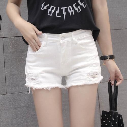 Low Waist Denim Shorts Female Streetwear Ripped Short Jeans Women Slim White Black Casual Mini Stretch Sexy Summer Shorts C7175