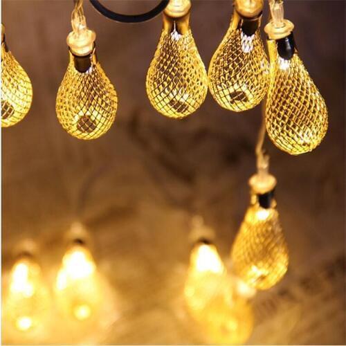 Warm White 4M 20 led Fairy String light 2 mode AC220V/110V Iron ball Teardrop decorative rope for indoor outdoor Party