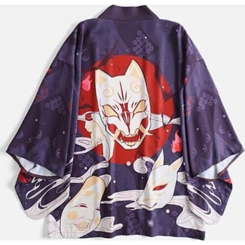Yukata Japanese Kimono Cardigan Coat Women Traditional Samurai Haori Casual Anime Print Shirt Sunscreen Kimonos Men Streetwear