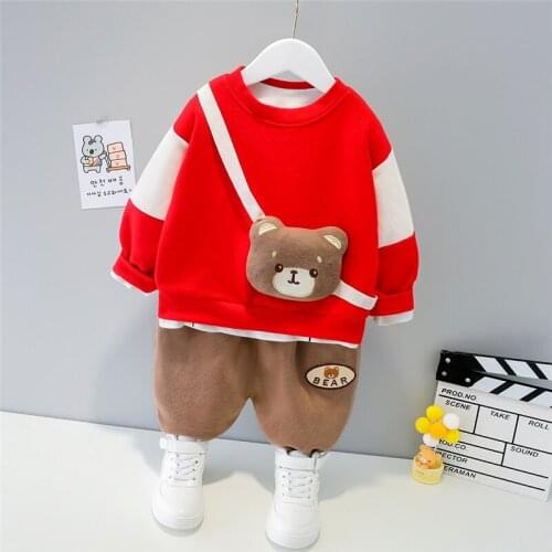 Baby Girls Boys Clothing Sets Autumn Children Kids Cute Bear Long Sleeve T Shirt Pants Casual Toddler Infant Clothes Outfit
