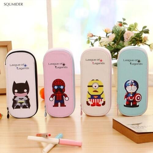 Creative Cute Rabbit Pencil Case Zipper Bag Pu Leather Simple Pen Bag for Boys&Girls School Stationery Supplies