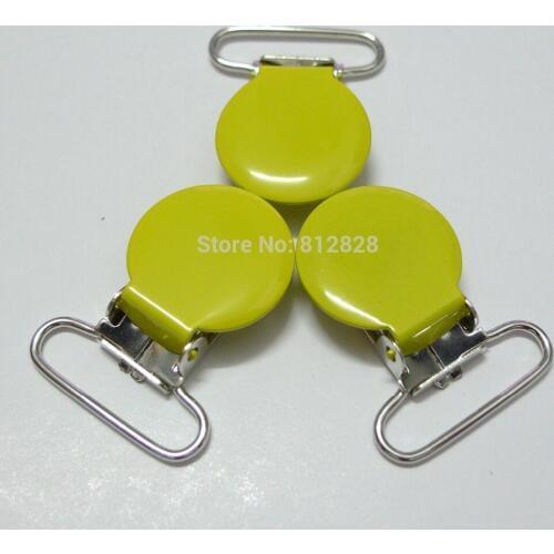 25pcs 1'' 25mm #MD03 Lemon Yellow Colored Enamel Round Shaped Suspender Clips
