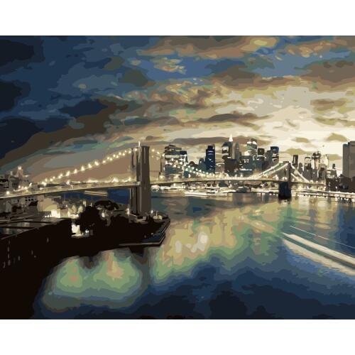 MaHuaf-i097 city nightlights bridge Landscape painting drawing by numbers DIY canvas pictures for living room wall home decor