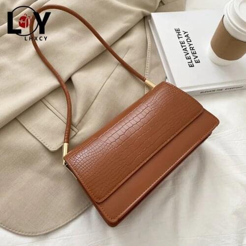 LHXCY Mini Hand Bags Totes For Women Soft Pu Leather Ladies Armpit Vintage Shoulder Bags Clutch Handbags And Purse Female Bolso