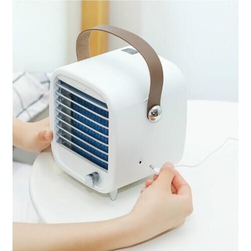 Mini cooling fan usb portable mini cooling air conditioning fan with atmosphere mini night light cold fan