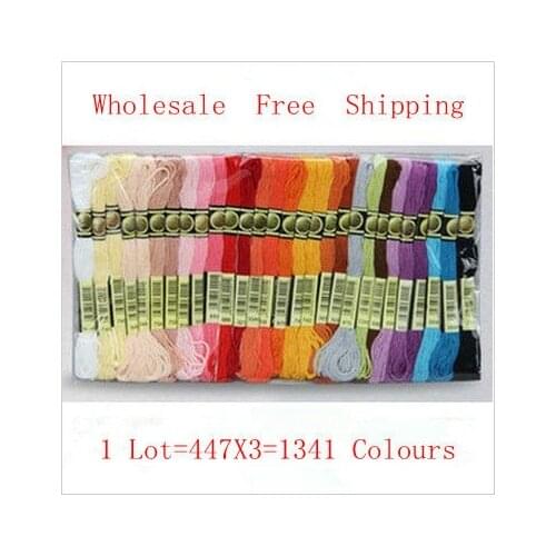 Wholesale 1 Lot=1341 Colours Free Shipping Similar DMC Thread Floss Skein Cross Stitch Thread 100% Cotton