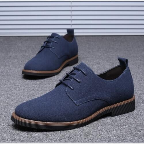 Men Shoes Leather Breathable Suede Leather Mens Casual Shoes Fashion Lace-up Flat Shoes For Male Zapatos Hombre Plus Size 38-48