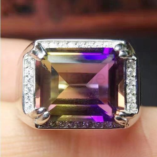 Mens ring Ametrine ring Free shipping 925 sterling silver rings 5.6ct gem Gemstone size: 10*12mm Fine jewelry S8080221