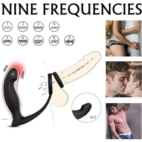 Male Prostate Massage Dildo Anal Vibrator Plug Silicone Prostate Stimulator Butt Plug Delay Ejaculation Ring Toys for Men Gays