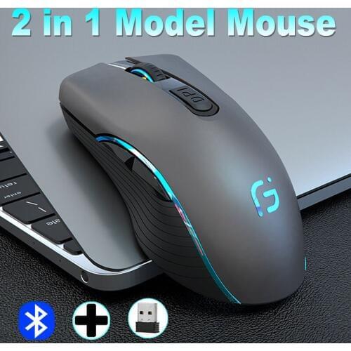 Wireless High Gaming Mouse bluetooth 2400 DPI ESports RGB Lighting Recharge Dual Mode Mouse 2.4G Mice for Macbook ASUS DELL HP