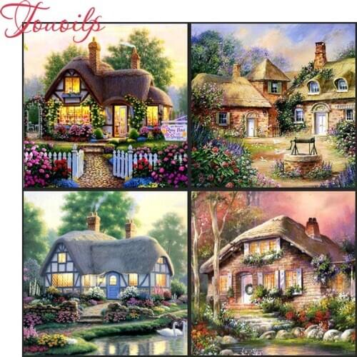 Touoilp 5D DIY Landscape house Diamond Painting Cross Stitch Paintings Rhinestones Mosaic Kits Diamond Embroidery Heads Pictures