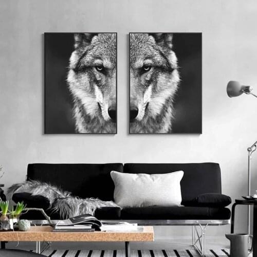 Wolf Head Wall Art Picture Wild Animal Poster Nordic Style Black White Canvas Paintings Home Room Decoration Unframed Cuadros