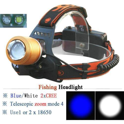 High Power New Headlight Adjustable White or Blue Q5 LED Headlamp Head Light Bike Head Lamp 18650 usb rechargeable battery lamp