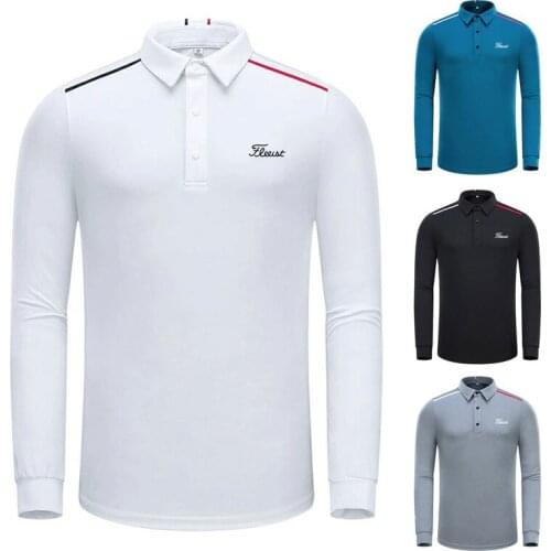 Autumn and winter golf clothes mens breathable quick drying outdoor sports sunscreen polo shirt golf clothes casual top