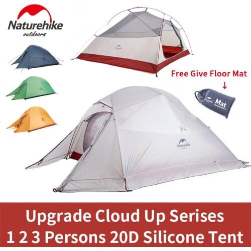 Naturehike Cloud Up Outdoor Camping Tent Ultralight 1 2 3 man 20D Silica Gel Single Double Persons Tent Hiking With Free Mat