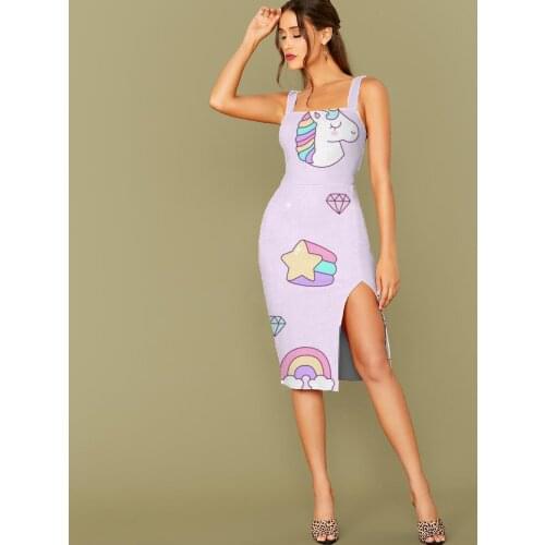 3D Dress Unicorn Dress Women Moon Halter Sleeveless Colorful Sundress Universe 3d Print Cloud Bodycon Dress Womens Clothing Club