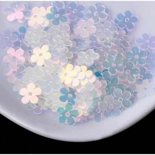 7mm Flat Flower Platting Golden Centre Hole Loose Sequin Paillette Sewing,Wedding Craft DIY Garment Accessory Transparent AB