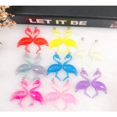 10pcs/lot Flamingo Charms flat back resin Making Pendant fit,DIY Handmade Jewelry