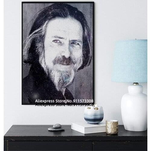 Real Life Heroes - Alan Watts Poster Portrait Canvas Poster Print painting Art Black White Wall Retro Picture Home Decoration